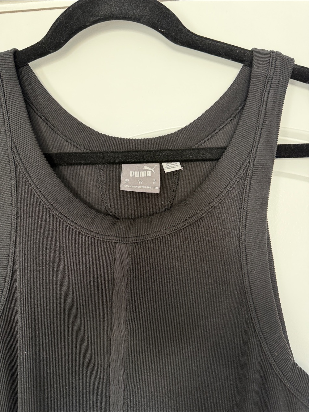 Puma Women's Dark Gray Ribbed Tank Top